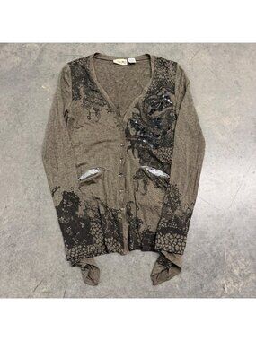 Y2K Miss Me Grunge Sequin Embellished Long Sleeve Cardigan Size L